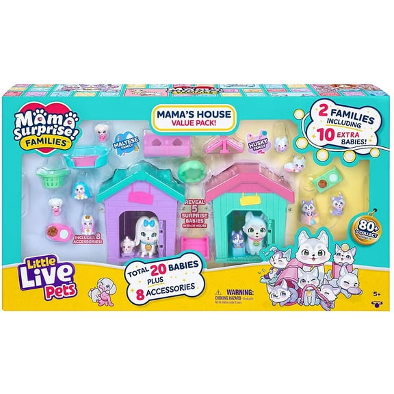Little Live Pets Mama Surprise! Families Mama's House Interactive Toy Foldout Playset (20 Mini Babies!)