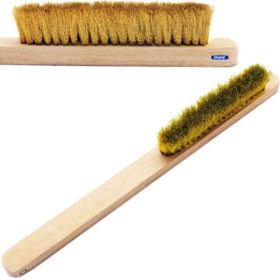 Brass Wire Hand Brush Crimped 4-Row Wood Handle 8.5" Jewelry Metal Cleaning