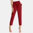 thumbnail image 2 of High Waisted Trousers Women Summer Casual Solid Color High Waist Pants Self Tie Belted Pencil Trouser Straight Leg Sweatpants for Women Red M, 2 of 6