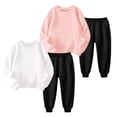 thumbnail image 5 of WOLLED 2Pcs Girls Sweatsuit Outfit Kids Toddler Fleece Sweatpants Sports Two-Piece Suit 1-12Y Baby Autumn Winter Warm Sweater Set, 5 of 9
