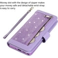 thumbnail image 5 of Wallet Case for Samsung Galaxy Note 8,Magnetic Handbag Zipper Pocket PU Leather Flip with 9 Card Slots and Wrist Strap Folio TPU Inner Stand Case for Samsung Galaxy Note 8 - Purple, 5 of 10