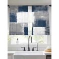 thumbnail image 2 of Navy Grey Abstract Art Sheer Curtains 45 inches Long 2 Panels Set White Graffiti Retro Gradient Tiers Sheers Rod Pocket Small Window Short Curtains for Kitchen Cafe, Each 52" W x 45" L, 2 of 7