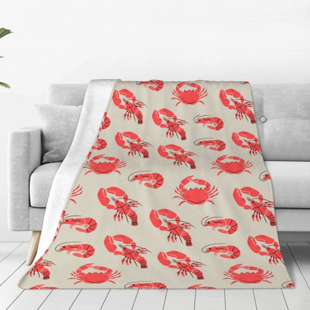 Balery Crab Lobster 1 Manta de Felpa Suave y Acogedora – Cobija de Franela Aterciopelada para Cama, Lavable y Cálida para Sofá, Mascotas, Transpirable-60"x50"