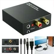 Digital-to-Analog Audio Converter, 96KHz DAC Digital Coaxial and Optical (Toslink/SPDIF) to Analog 3.5mm AUX and RCA (L/R) Stereo Audio Adapter DAC Converter with Fiber and Power Cable
