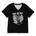 thumbnail image 4 of Plus Size Tops for Women Western Vintage Cowgirl Graphic Short Sleeve V-Neck T Shirts 2025 Summer Trendy Casual Basic Tees Black XXL, 4 of 4