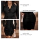 thumbnail image 5 of Paquete Vestido de cadera Halter Cintura alta Manga larga Color puro Vestido elegante para mujer Negro M, 5 of 8