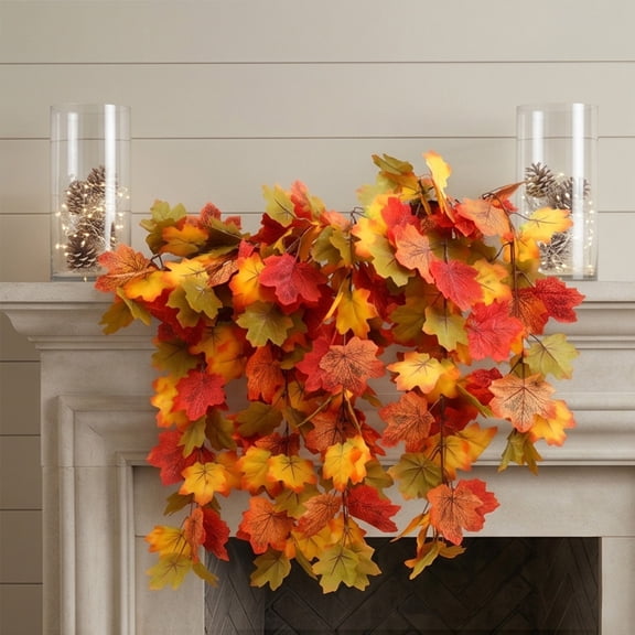 Halloween Garland Decorations Indoor, Maple Leaf Wall Hanging Vines, Simulation Rattan Thanksgiving and Halloween Decorative Supplies and Ornaments Props, 61cm/24in