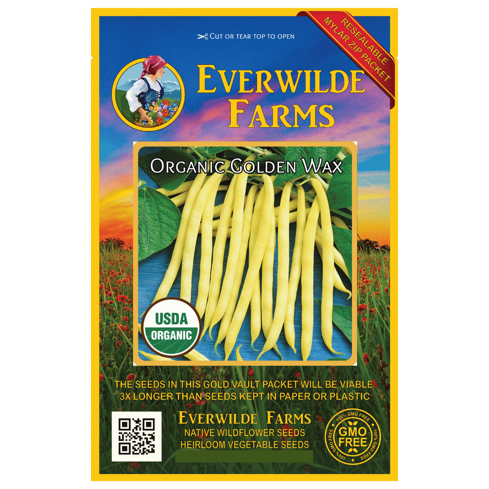 Everwilde Farms 50 Organic Golden Wax Yellow Bean Seeds Gold Vault