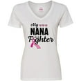 thumbnail image 3 of Inktastic Breast Cancer Awareness My Nana is a Fighter Women's V-Neck T-Shirt, 3 of 5