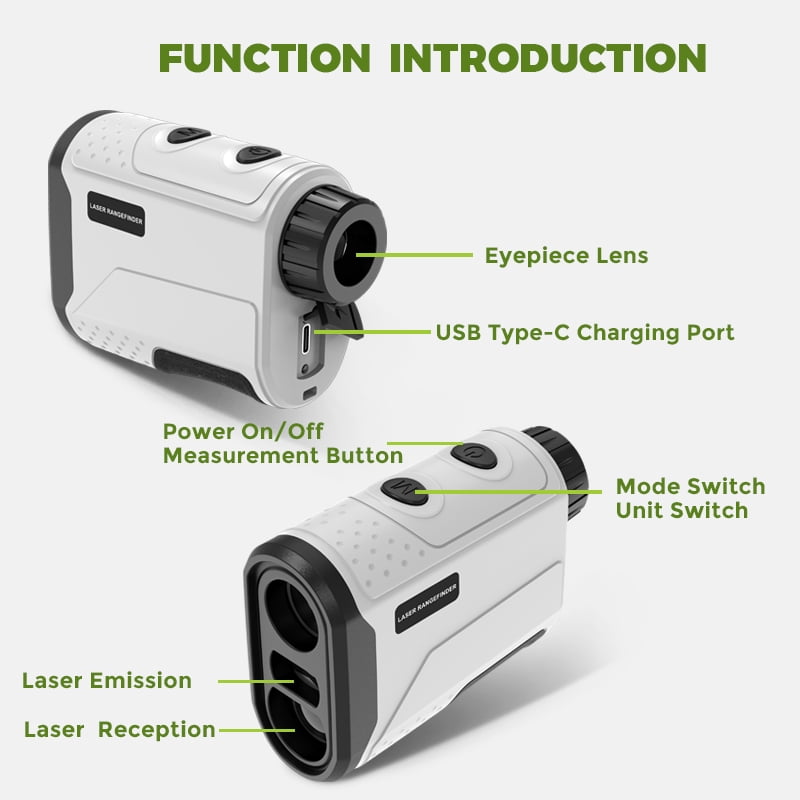 BOAYAL Laser Golf Rangefinder 1200 Yards  6X Magnification with Slope Flag Lock Vibration 750mAh Laser Range Finder for Golfing Hunting