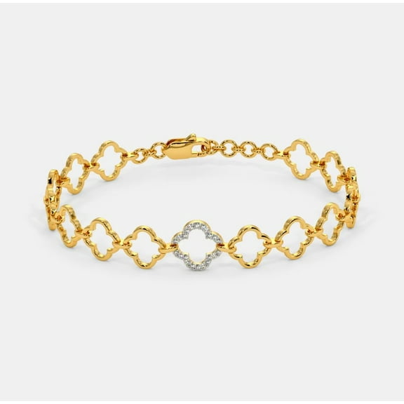 925 Sterling Silver Clover Link Bracelet with 1Ct Lab Created Diamond Accents – Elegant Women's Wedding Jewelry