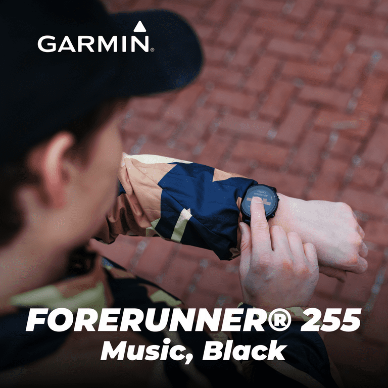 Garmin Forerunner 255 Music GPS Running Smartwatch, Advanced Insights,  Long-Lasting Battery, Black with Wearable4U Black EarBuds Bundle 