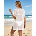 thumbnail image 5 of Women's Batwing Crochet Mesh Swim Cover Up V-Neck Side Slit Beach Tunic Oversized Floral Pattern Bathing Suit Cover Up, 5 of 6