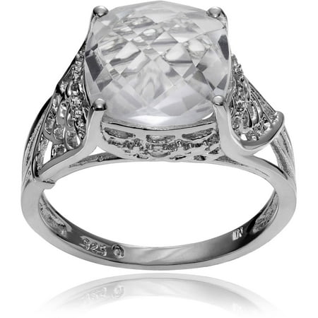 Brinley Co. Women's Crystal Quartz White Topaz Accent Sterling Silver Fashion Ring