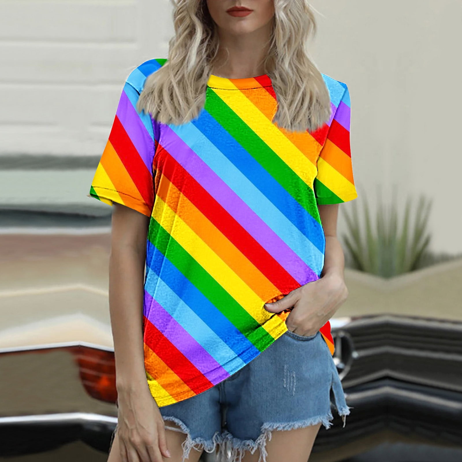 Penkiiy Women Casual Loose T Shirts Short Sleeve Summer