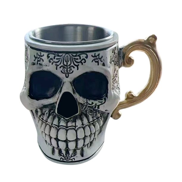 Skull Coffee Mug With Saucer Set Gothic Porcelain Tea Cup Ornates Skull Coffee Mug Funny Ceramic Tea Cup-Diabolical Bonehead Cup