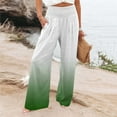 thumbnail image 2 of XFLWAM Women's Casual Wide Leg Palazzo Pants High Waisted Smocked Lounge Trousers with Pockets Green White M, 2 of 6