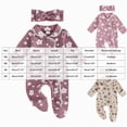 thumbnail image 3 of NOLDARES Floral Romper,Vintage Infant Jumpsuit,Bow Headband,Baby Girl Clothes Newborn Fall/Winter,A1112-Pink, 3 of 4