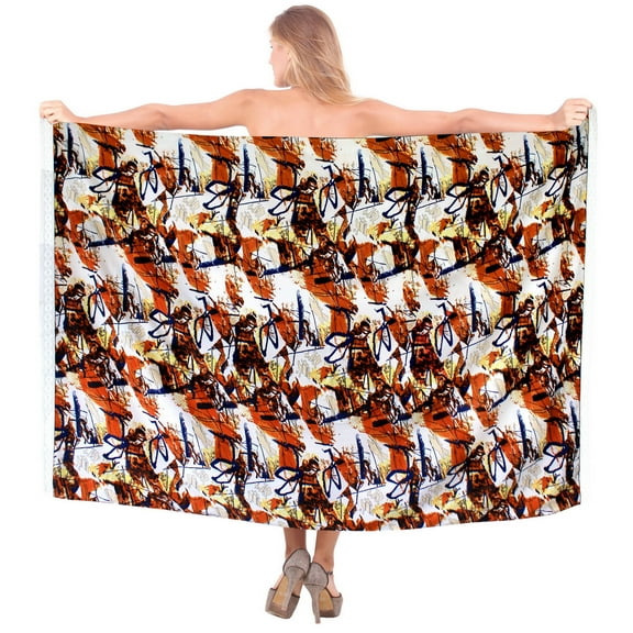 HAPPY BAY Women's Beachwear Summer Beach Bikini Wraps Sarong Swimsuit Wrap Skirt Swimwear Coverups Swim Cover ups for Womens One Size Brown, Abstract