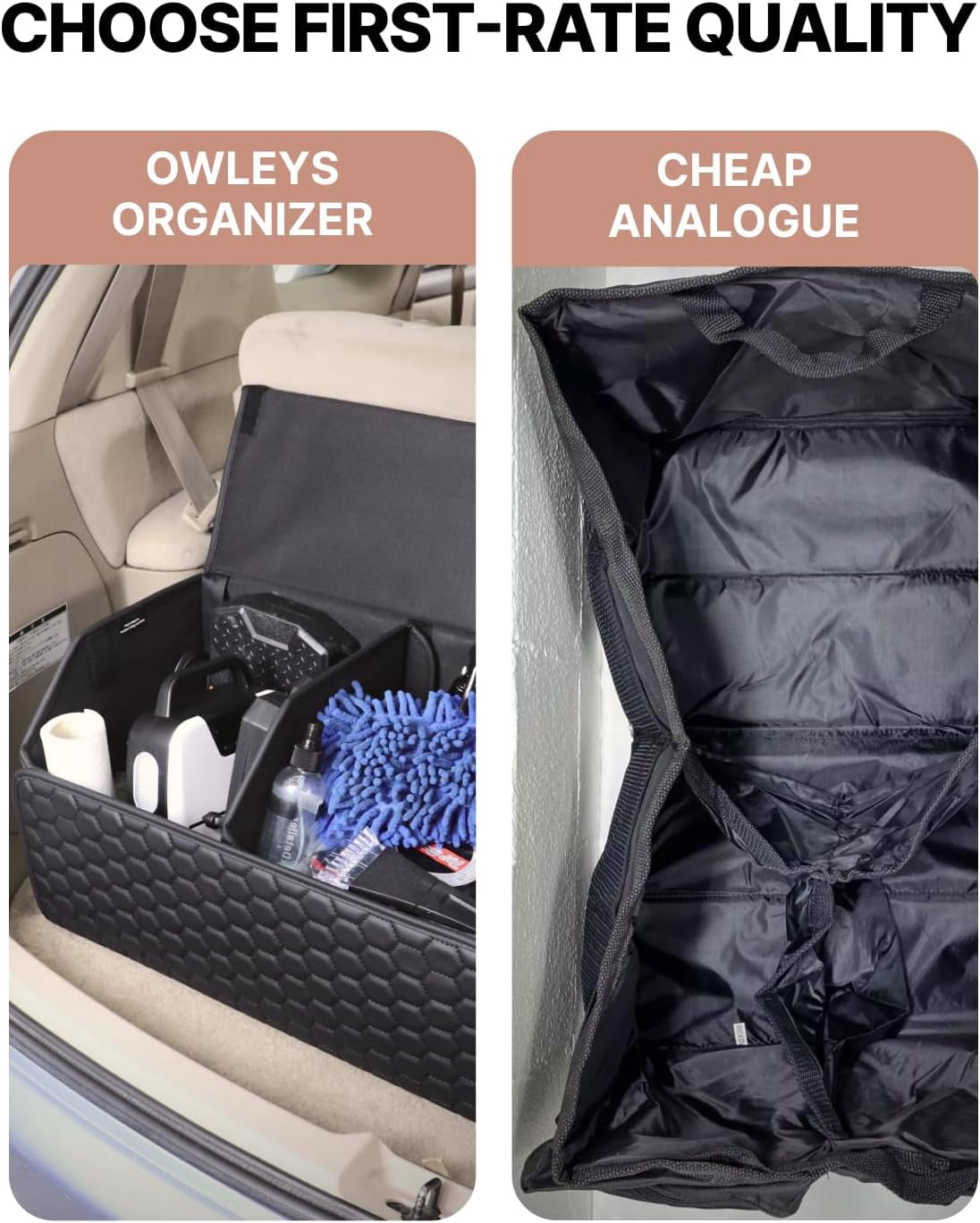 Owleys Foldable Collapsible Trunk Cargo Organizer with Lid 2 Pack 17.7 Inch and 21.6 Inch