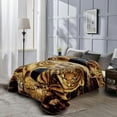 thumbnail image 2 of Chezmoi Collection Heavy Thick Korean Style Faux Mink Blanket Single Ply 9 Lbs, Reversible 750GSM Thick Silky Soft Plush Raschel Mink Blanket, 85" x 95" Asia King Size, Tigers, 2 of 9