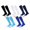 thumbnail image 4 of Wosthever Calcetines largos lisos para niños, medias finas de fútbol de algodón y poliéster que absorben el sudor por encima de la rodilla, Uniforme atlético colorido azul, 4 of 6