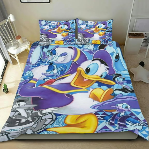 Daisy Duck Goofy Themed Bed Sheet Set Three Piece Set 53x79 In ches Comfortable And Skin Friendly Unique Design Creating A Star Studded Night Home Decor Gifts For Family Friends fans