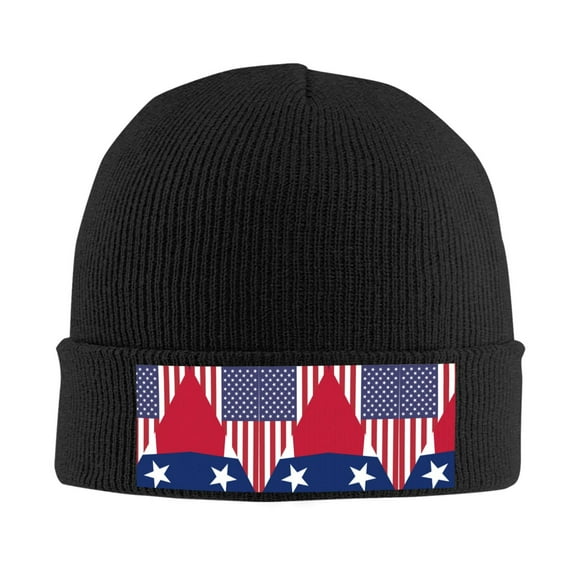 America Texas Flag Winter Beanie Hats for Men Women Warm Cozy Knitted Cuffed Skull Cap Black