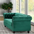 thumbnail image 3 of Uspridefurniture Fender 67.6'' Velvet Rolled Arm Chesterfield Loveseat,Green, 3 of 5