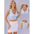 thumbnail image 2 of DARING DIVA Women's Y2K Bralettes V Neck Lace Tank Tops L Baby Blue, 2 of 6