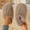 Khaki, variant on Womens Gray Fuzzy Slide Slippers, Crystal Flower Closed Toe Warm Indoor House Shoes,Size 7.5-7.5