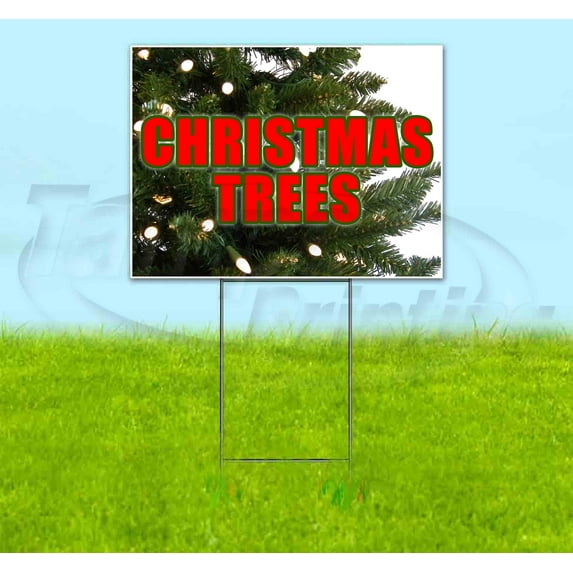 Christmas Trees V2 (18" X 24") Yard Sign, Includes Metal Step Stake