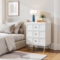 thumbnail image 6 of Resenkos 3-Drawer Bedside Table, Acrylic Metal Legs, Compact Nightstand for Bedroom, Space-Saving, Sleek Design, White, 6 of 9