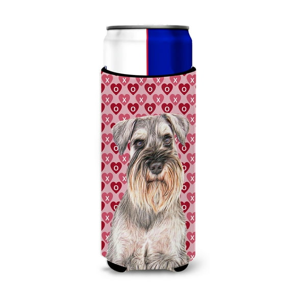 Carolines Treasures KJ1193MUK Hearts Love and Valentines Day Schnauzer Ultra Hugger for slim cans Slim Can multicolor