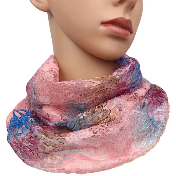 Yanyanz Face Mask, Neck Women Protective Lace Sun Scarf Scarf, Makes Pink One Size