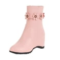 thumbnail image 2 of LSLJS Women's High-Heels Mid Calf Boots, Ladies Solid Color Leather Surface Flower Decorated Zipper Slope Heel Fashion Short Womens Booties And Boots, Women's Mid-Calf Boots, 2 of 9