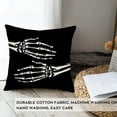 thumbnail image 2 of Halloween Skull Decorative Pillow Covers Cotton Linen Vintage Skeleton Hand Hug You Wicked Scary October 31 Halloween Home Sofa Couch Decor Throw Pillow Cases 18x18 Inch, Black, 2 of 6