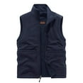 thumbnail image 3 of VBTAPA Big and Tall Vests for Men Reversible Sleeeveless Cargo Jacket Winter Warm Fleece Lined Fishing Travel Vest Blue L, 3 of 8