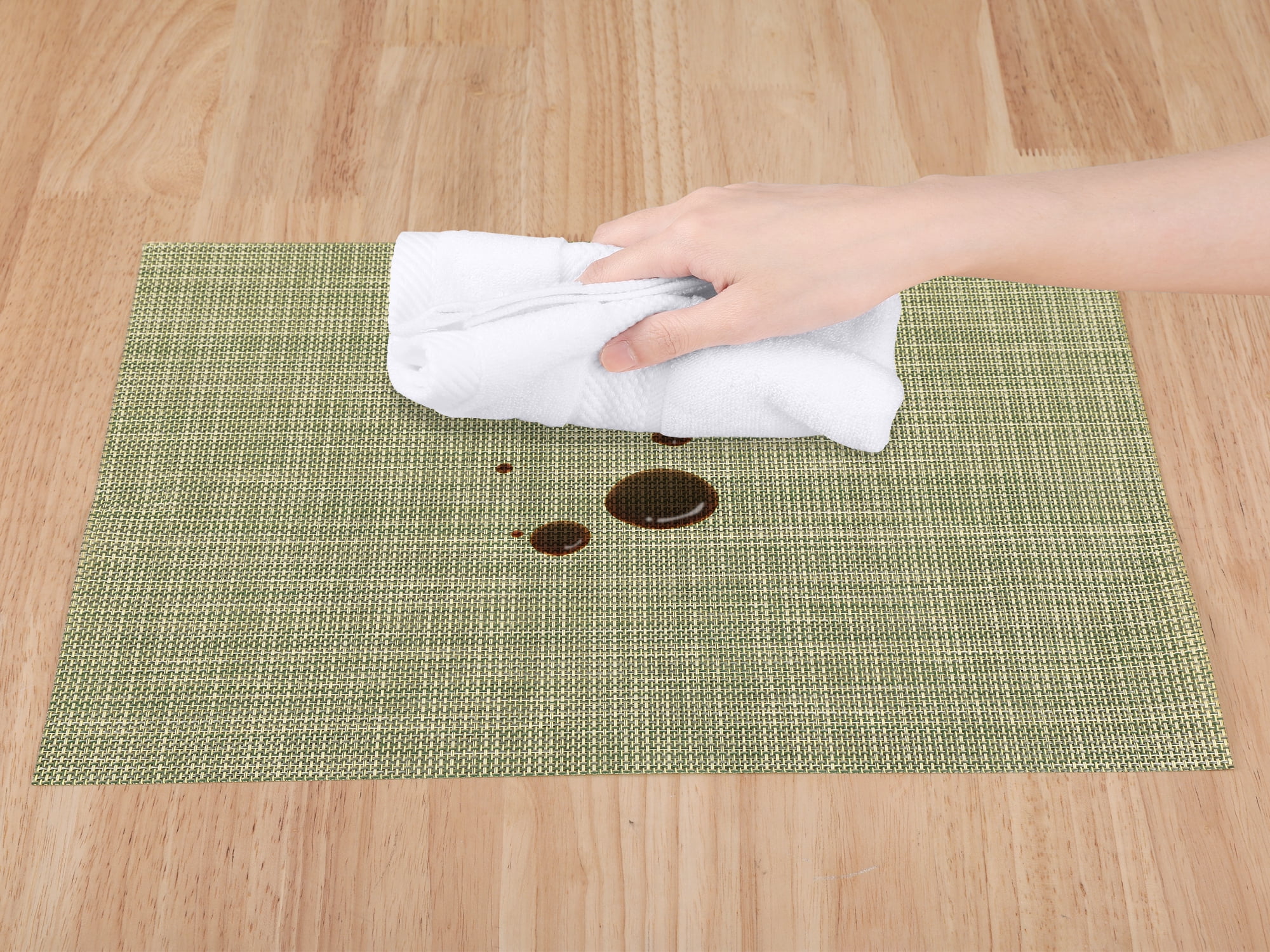 Unique Bargains 8 Pack Washable Placemats for Table Decor Wipeable Place Mat Green 18x12in