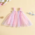 thumbnail image 3 of MesaSe Robe d'Été pour Filles, Robe Décontractée Sans Manches à Bretelles, Imprimé Étoiles, Tulle Coloré, Violet 3-4 Ans, 3 of 8