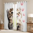 thumbnail image 2 of Homewish Kawaii Cartoon Cat Curtains Pack of 2 (42x84 Each) for Teen, Cute Kitten Animal Curtains Blackout, Pink Love Heart Bedroom Curtains, Blackout Curtains Room Decor, 2 of 6