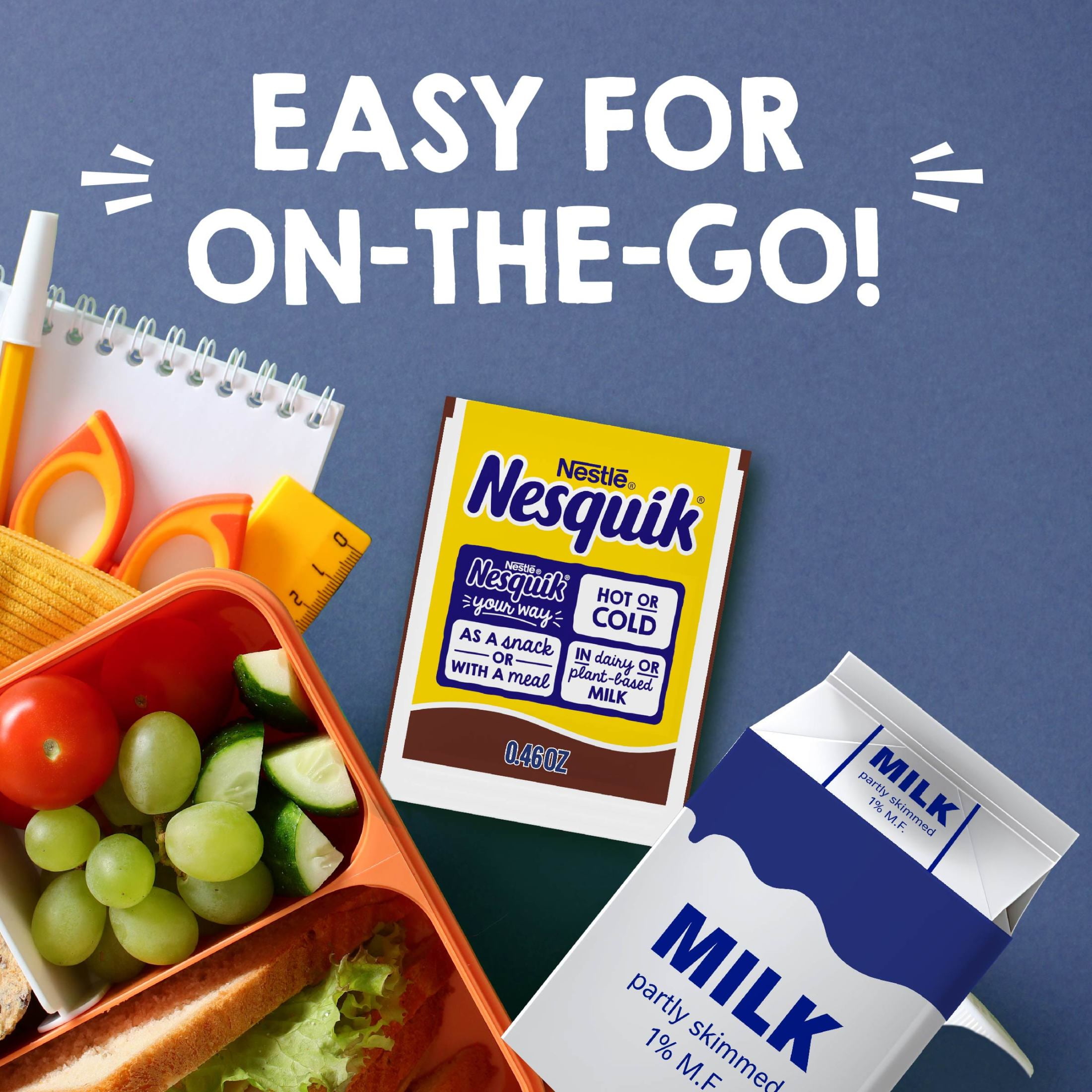 Nesquik Chocolate Powder, Chocolate Milk Mix, Single Drink Mix Packets, 6 Packets