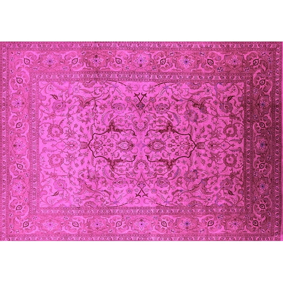 Ahgly Company Indoor Rectangle Oriental Pink Traditional Area Rugs, 7' x 9'