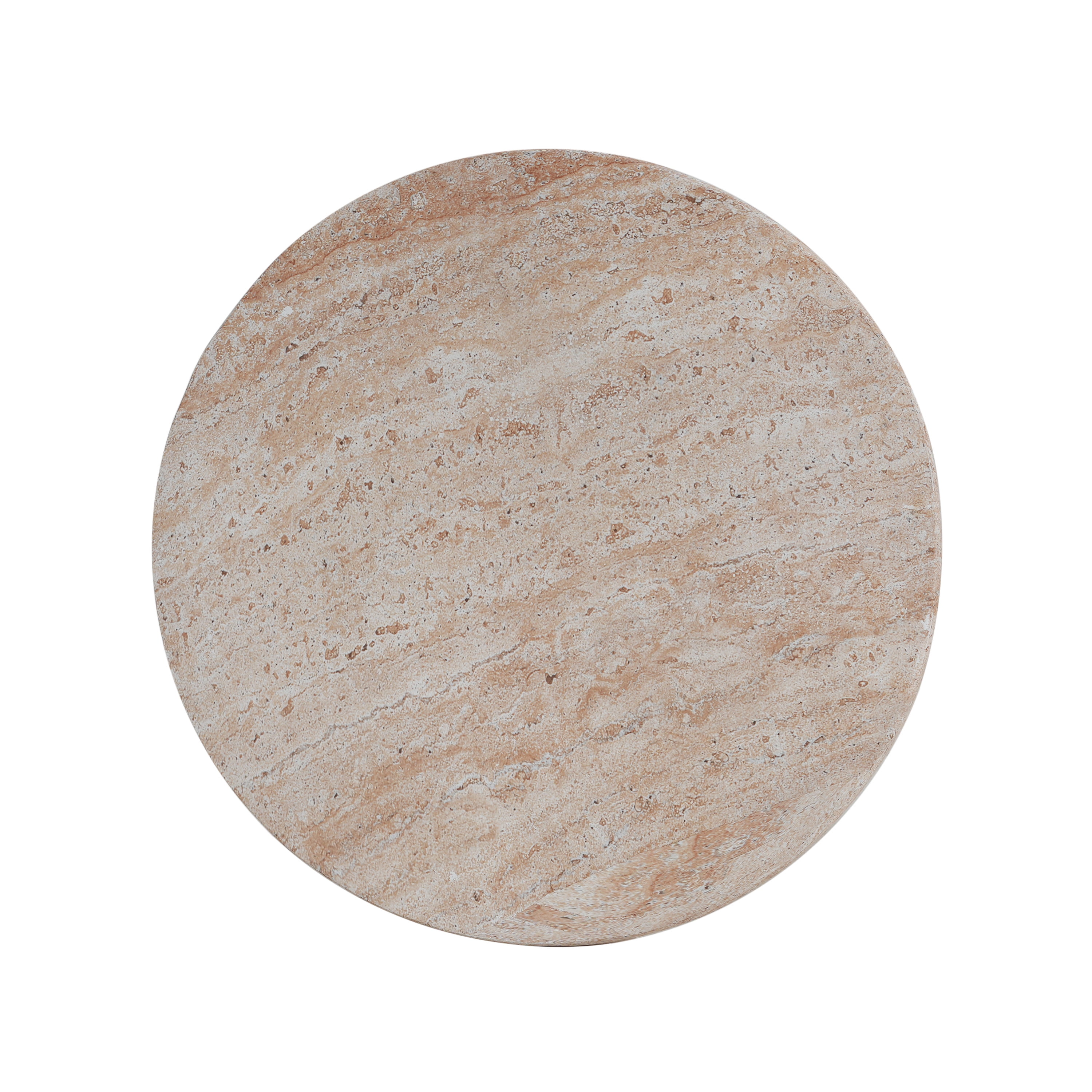 Side Table, Outdoor Indoor Lightweight Concrete Table for Patio Balcony Garden, Travertine Finish