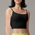 thumbnail image 4 of AHTJRT Women's Sports Bra Scoop Neck Longline Padded Crop Tops Racerback Spaghetti Straps Butter Workout Lingerie Bras Black L, 4 of 6