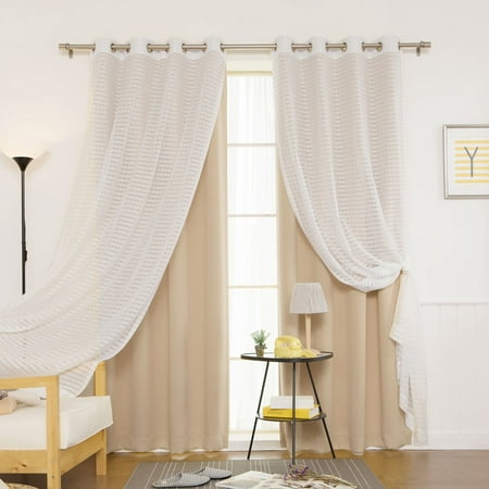 Best Home Fashion Coco Sheer and Solid Blackout Mix & Match Curtain Set - Set of