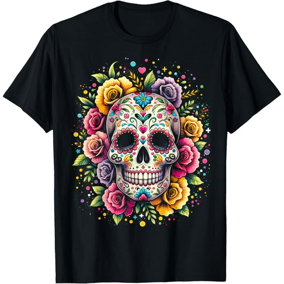 Premium model-Unisex-100% cotton-De Los Muertos Day of the Dead Sugar Skull Halloween Women T-Shirt