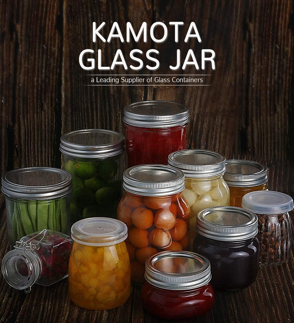KAMOTA Mason Jars 16 OZ With Regular Lids and Bands, Ideal for Meal Prep,  Jam, Honey, Wedding Favors, Shower Favors, Baby Foods, DIY Spice Jars, 12