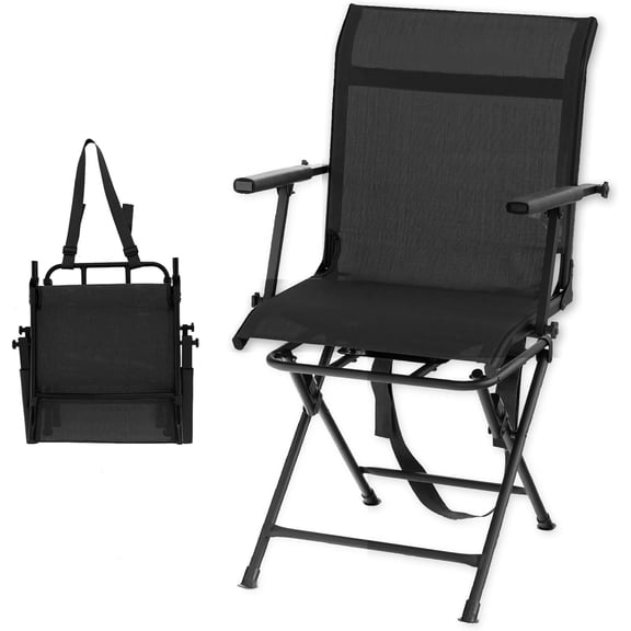 YYEAN Hunting Chair, 360 Degree Swivel Hunting Blind Chair with Carry Handle, 330 lbs Capacity, Comfortable, Waterproof, Portable and Silent Folding Dove Hunting Chair for Blinds-Black