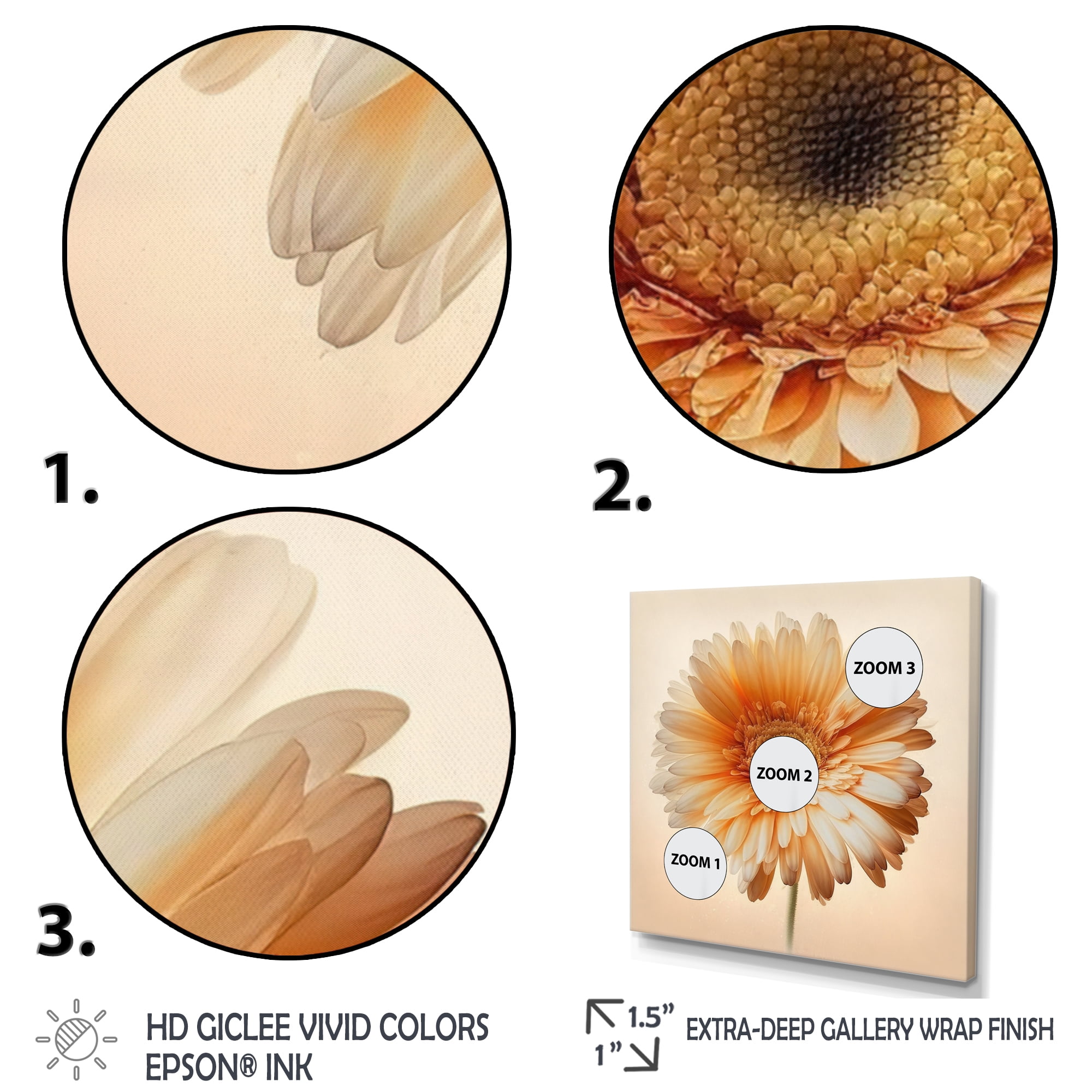 Designart Orange Gerbera Flower V Canvas Wall Art